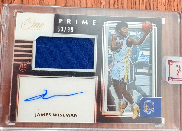 2020-21 Panini One and One James Wiseman Prime Rookie Patch Auto 53/99