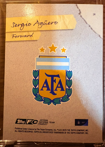 2025 Topps Focus Argentina Sergio Aguero #14 Shutter Speed