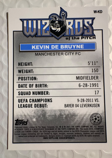 2020/21 Topps Merlin Kevin De Bruyne Wizards of the Pitch W-KD